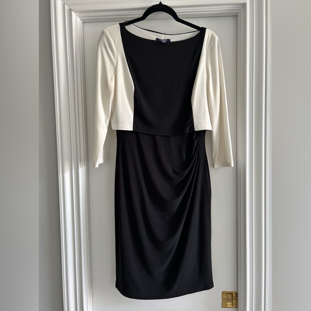 Chaps Elegant Black and White Dress